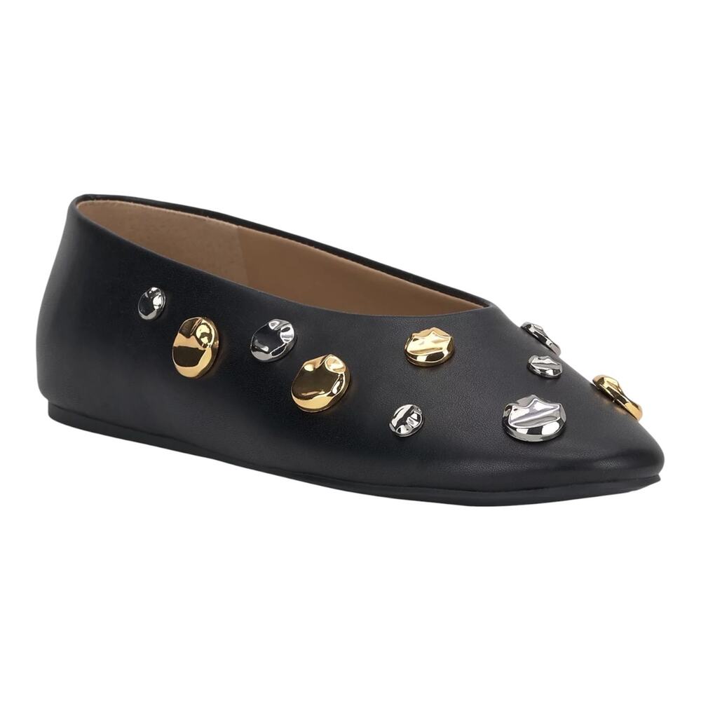 INC Women's Rachany Hardware Embellished Flats Black Size 5 1/2